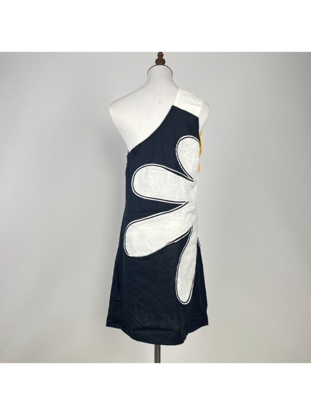 NWOT Farm Rio x Anthropologie One-Shoulder Linen Blend Flower Mini Dress Size L - Picture 9 of 16